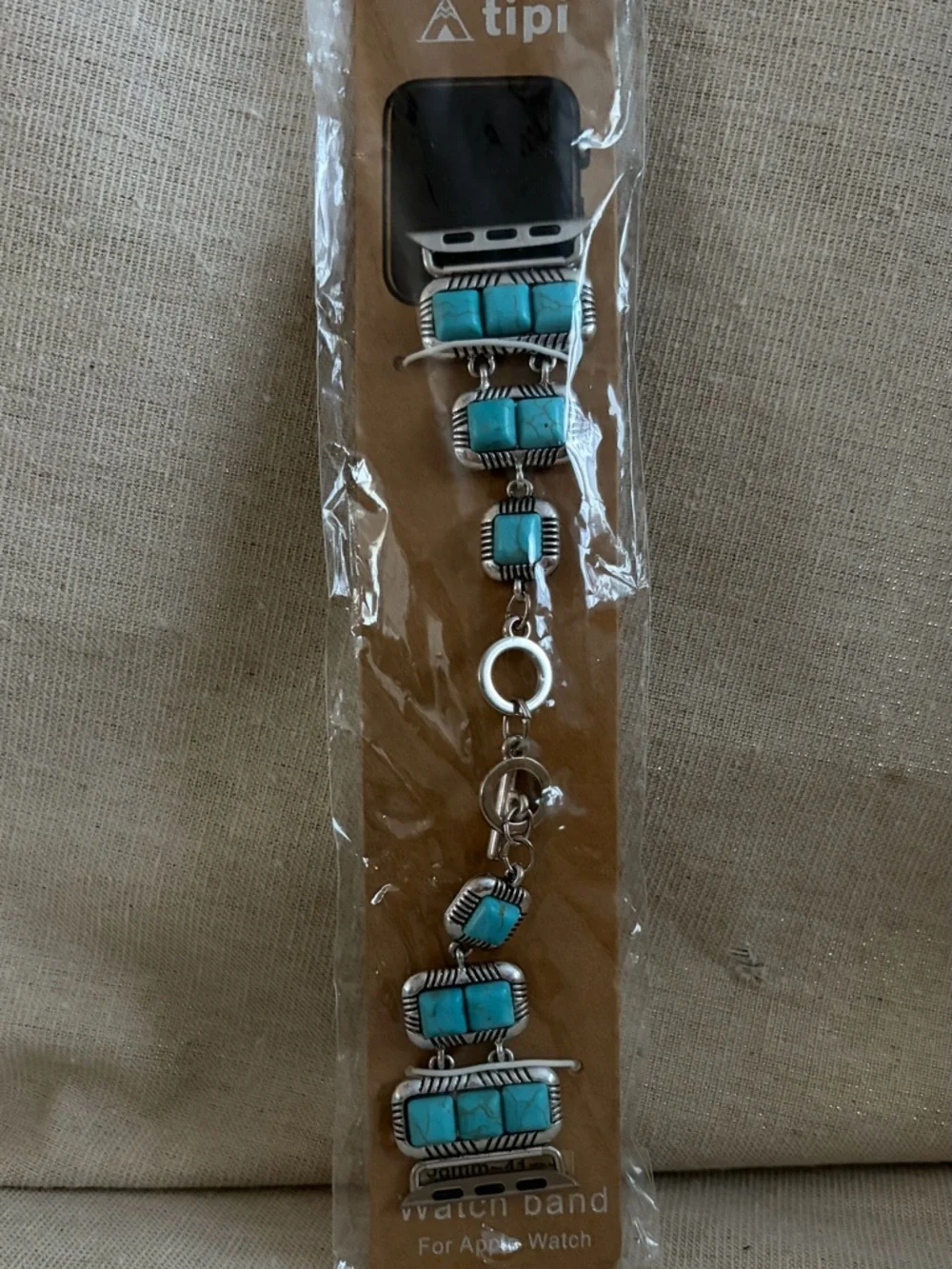 Turquoise Silver Link Apple Watch Band 38mm - Blue